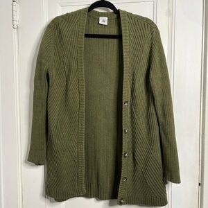 CAbi Olive Cardigan Sweater | Classic Knit Cardigan | Small